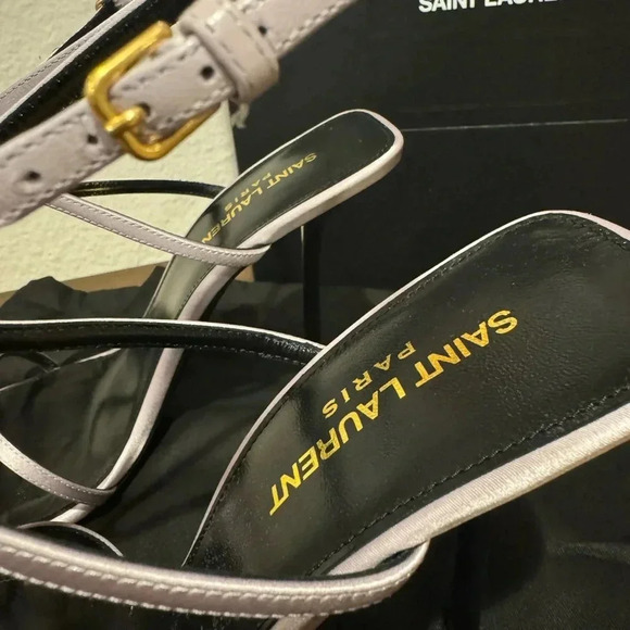 YSL YVES SAINT LAURENT NIB Nuit 105 Crepe Satin Sandals Heels Stilettos 38.5 - Picture 10 of 14
